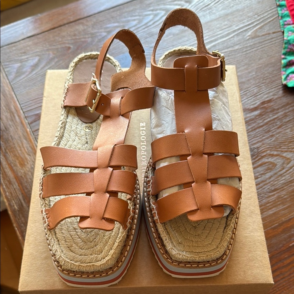 Anthropologie Brown Espadrille Sandals
